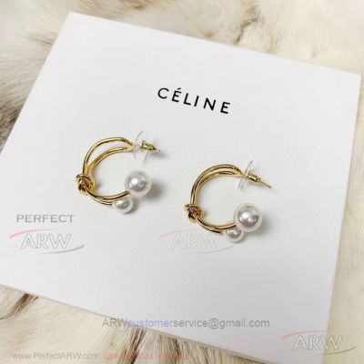 AAA Copy Celine Jewelry - Yellow Gold Pearls Earrings